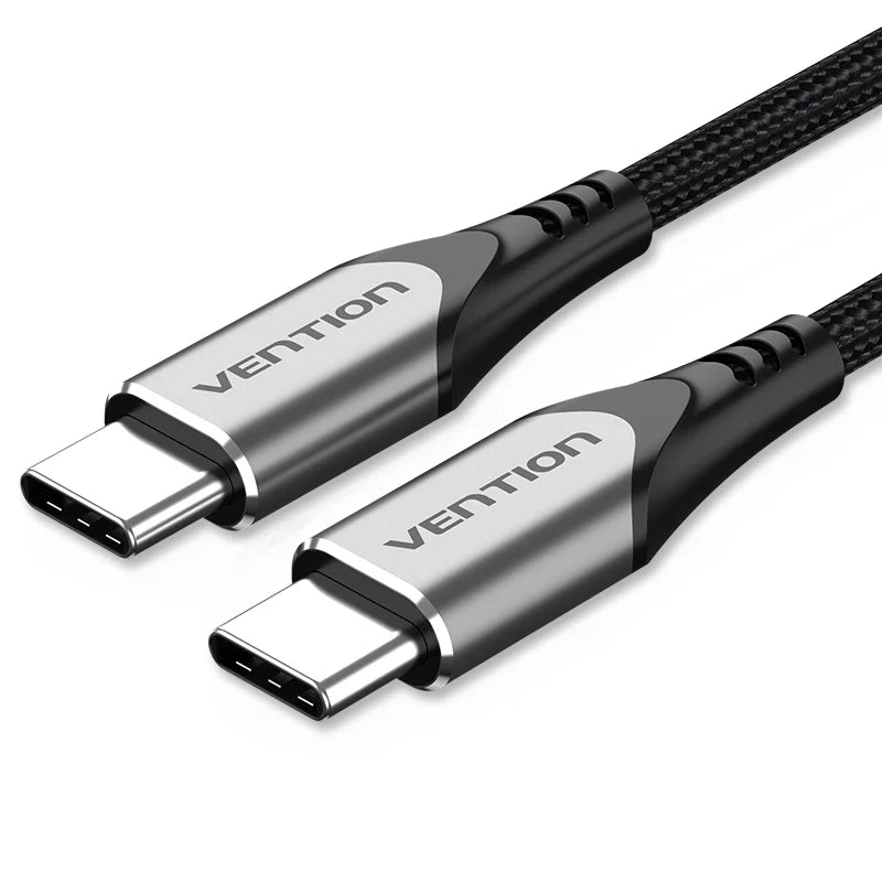 Cotton Braided USB 2.0 C Male to C Male Cable 1M 3A Gray Aluminum Alloy Type