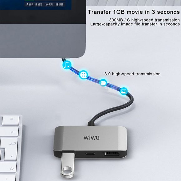 WIWU ALPHA C2H (1X USB 3.0, 1X TYPE-C, 1 X HDMI)