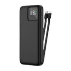 WIWU JC-18 10000mAh power bank front view with LED battery display and built-in charging cables portable fast charger