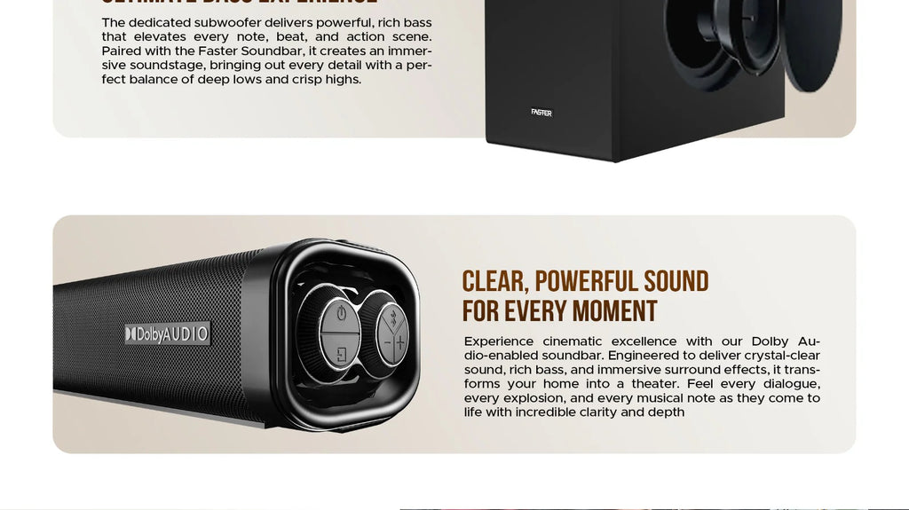 Faster Theater Pro Soundbar T2000 - Dolby Audio