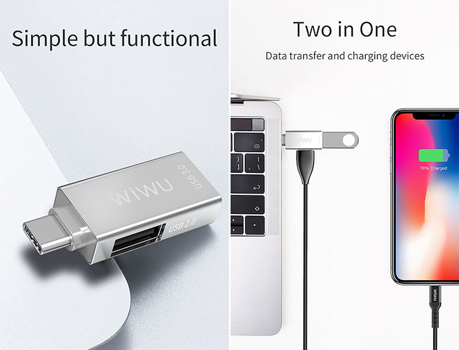 Wiwu T02 Type-C to 2 x 3.0 USB