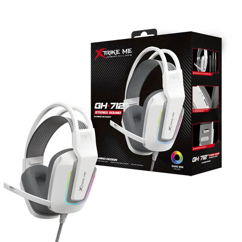 Xtrike Me Gh712 Rgb Gaming Headset With Noise Reduction Microphone White & Black