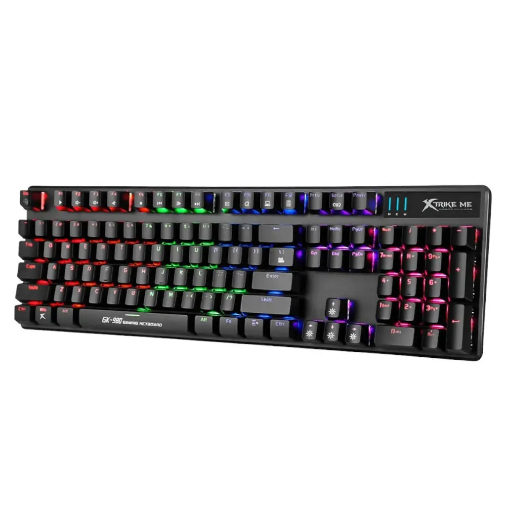 Mechanical keyboard with RGB lighting on a white background