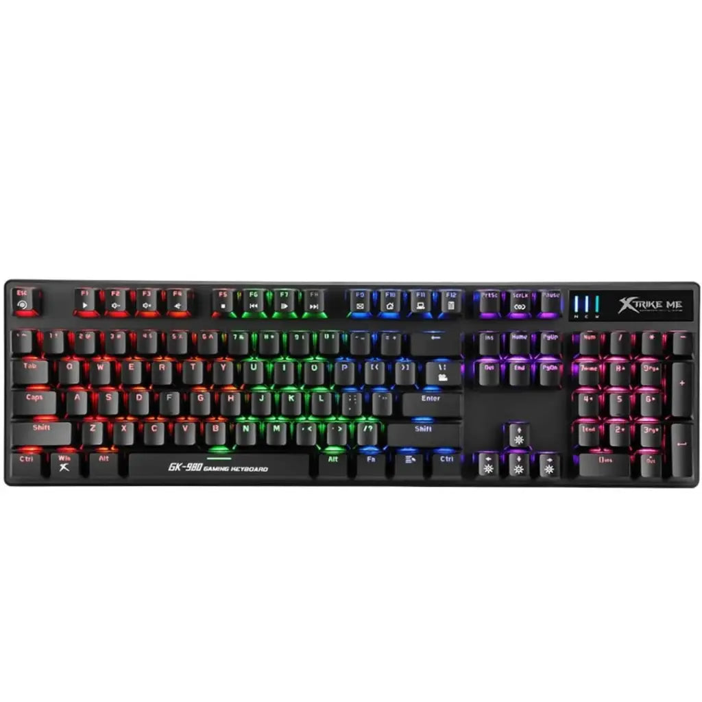 Gaming keyboard with RGB lighting on a white background