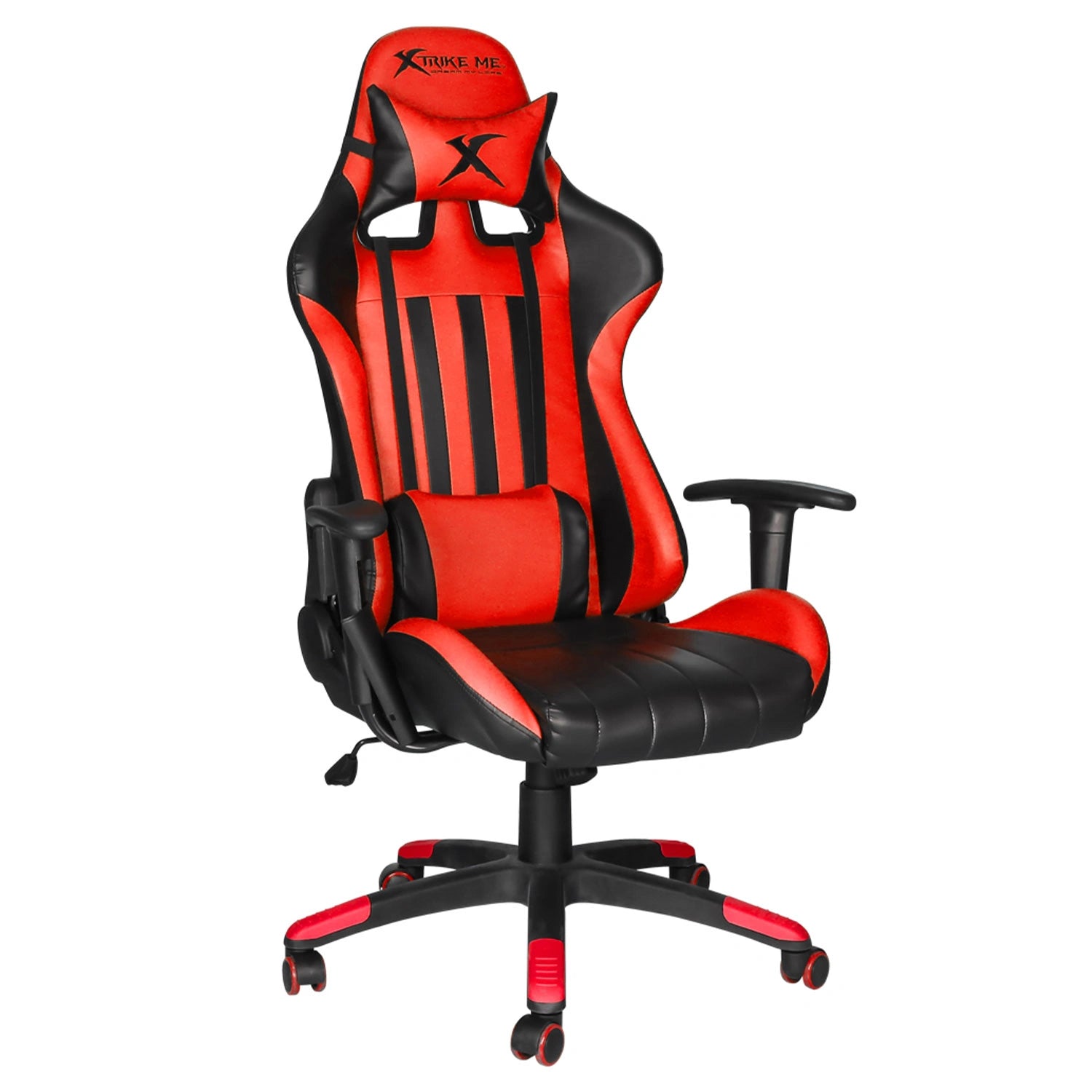Red and black gaming chair with 'X' logo on a white background