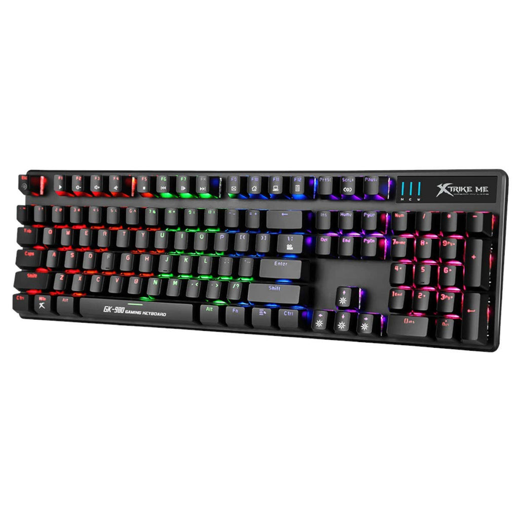 Gaming keyboard with RGB lighting on a white background