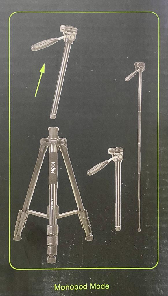 ICON i7810 Professional Overhead Tripod Plus Monopod For Mobiles, Mirrorless Cameras, DSLR
