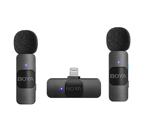Boya BY-V2 Dual UltraCompact Wireless Microphone For Type I Phone IOS Devices With 3 Year Official Warranty