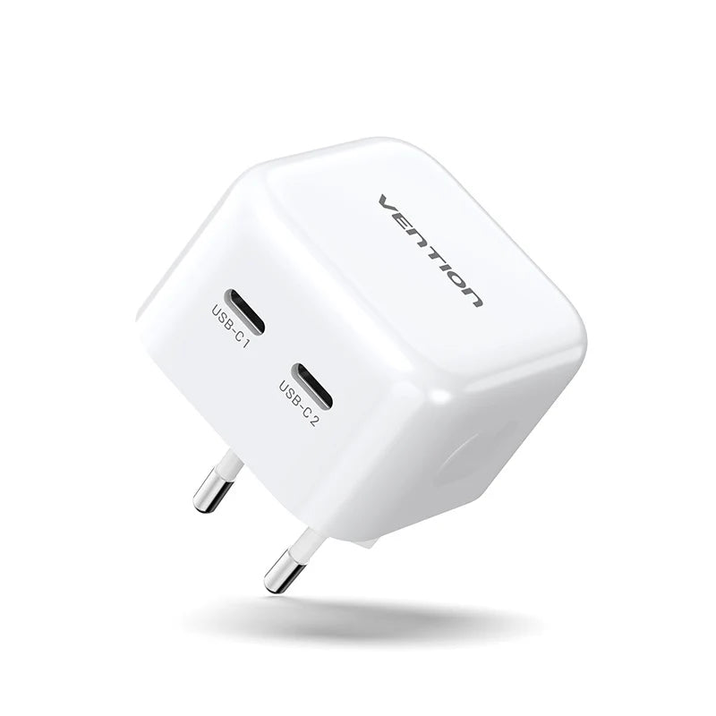 2-Port USB(C+C) GaN Charger (35W/35W) EU-Plug White