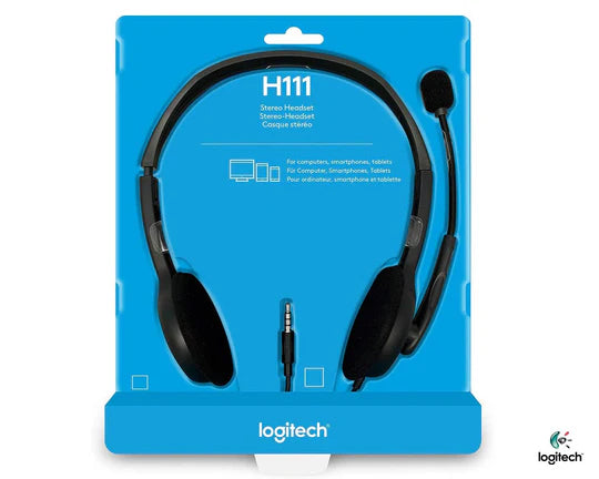 Logitech H111 Wired Stereo Headset – Clear Sound, Comfort Fit & Noise-Reducing Mic