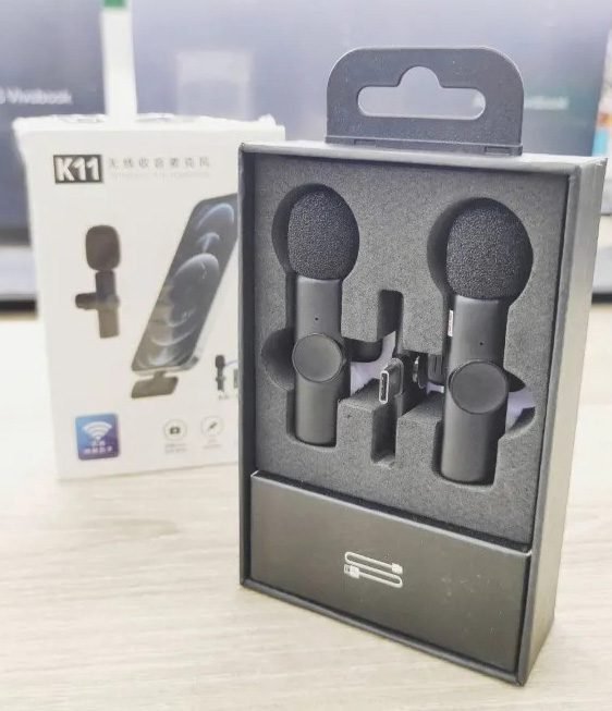 K11 2 IN 1 COLLAR WIRELESS MICROPHONE IPHONE/ANDROID & TYPE C SUPPORTED