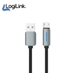 Logilink Usb To Micro Nylon Fast Charging Data Cable With Light 1m (1 Year Warranty) Black