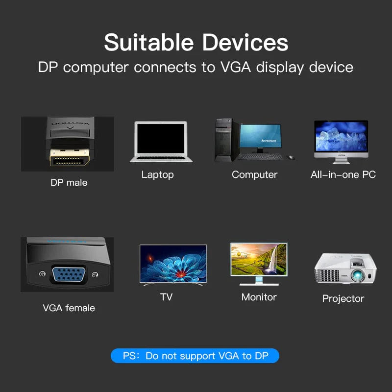 Vention DP to VGA Converter 0.15M Black 3 Reviews
