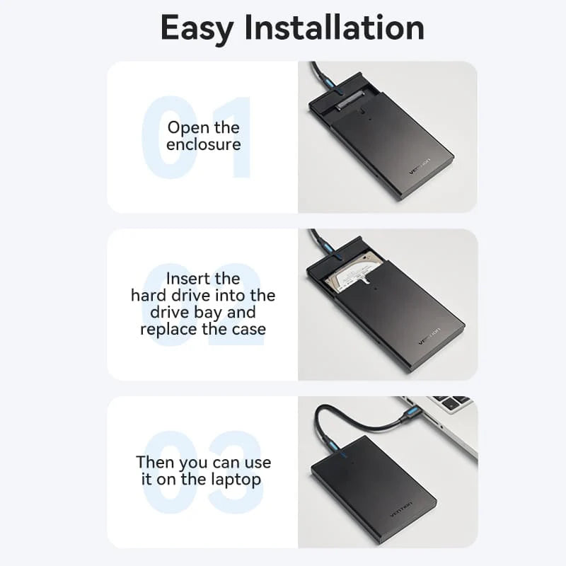 Vention 2.5 Inch SATA Hard Drive Enclosure (USB 3.1 Gen 2-C) Black