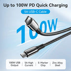 Cotton Braided USB 2.0 C Male to C Male 5A Cable 1.2M Gray Zinc Alloy Type