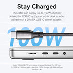 Cotton Braided USB 2.0 C Male to C Male 5A Cable 1.2M Gray Zinc Alloy Type