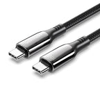 Cotton Braided USB 2.0 C Male to C Male 5A Cable 1.2M Gray Zinc Alloy Type