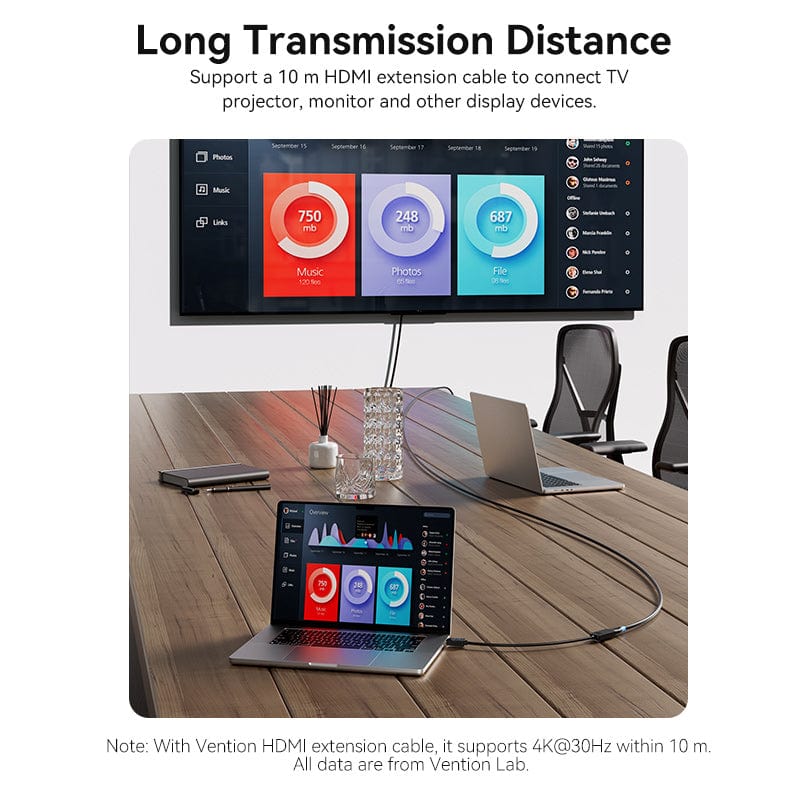Vention DP to HDMI 4K Converter 0.15M Black