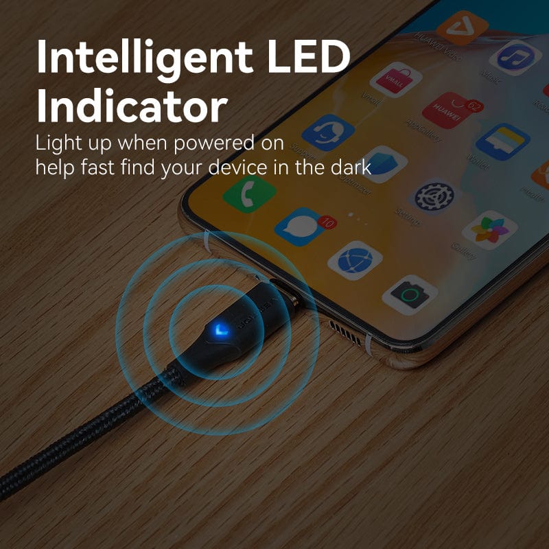 Cotton Braided USB 2.0 C Male to C Male 3A Cable 1M Gray Aluminum Alloy Type LED LIGHT INDICATOR GOLD PLATED INTERFACE