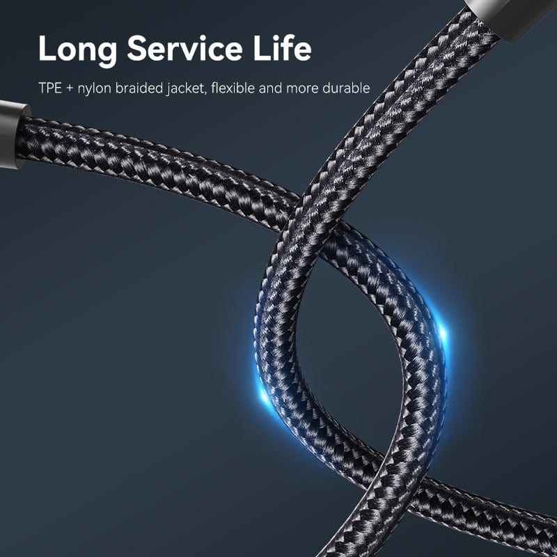 Cotton Braided USB 2.0 C Male to C Male 3A Cable 1M Gray Aluminum Alloy Type LED LIGHT INDICATOR GOLD PLATED INTERFACE