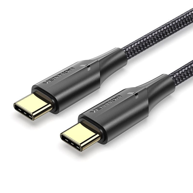 Cotton Braided USB 2.0 C Male to C Male 3A Cable 1M Gray Aluminum Alloy Type LED LIGHT INDICATOR GOLD PLATED INTERFACE