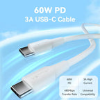 Vention USB 2.0 C Male to C Male 3A Cable White 1M