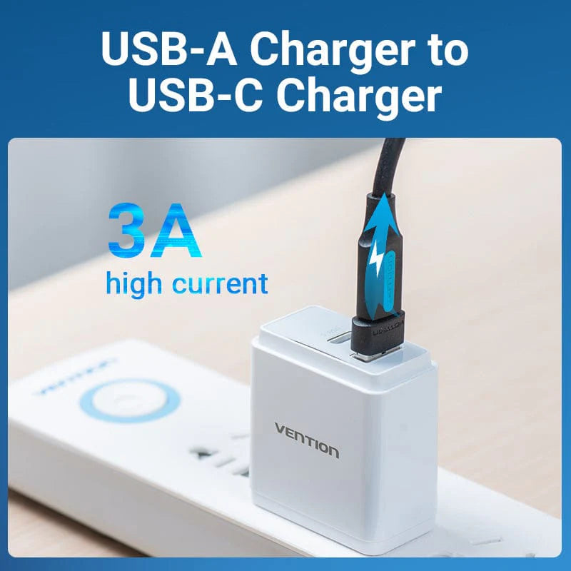 Vention USB 2.0 Male to USB-C Female Adapter Black PVC Type