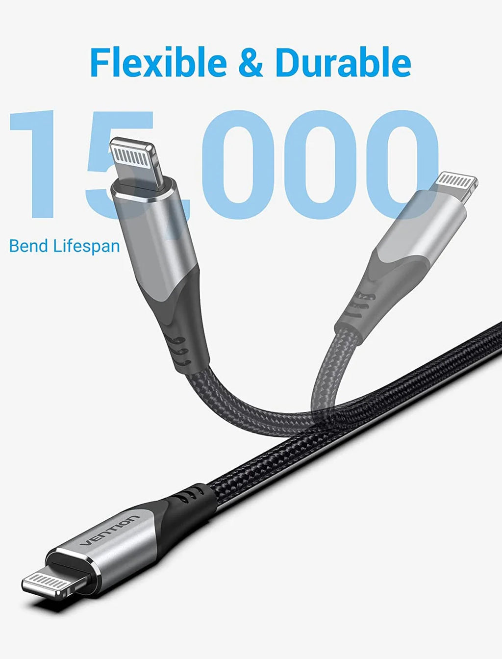 USB 2.0 C to Lightning Cable 1.5M Gray Aluminum Alloy Type MFI Apple Certified Cable