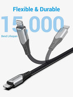 USB 2.0 C to Lightning Cable 1.5M Gray Aluminum Alloy Type MFI Apple Certified Cable
