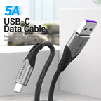 Cotton Braided USB-C to USB 2.0-A Fast Charging Cable 5A1M Gray Aluminum Alloy Type