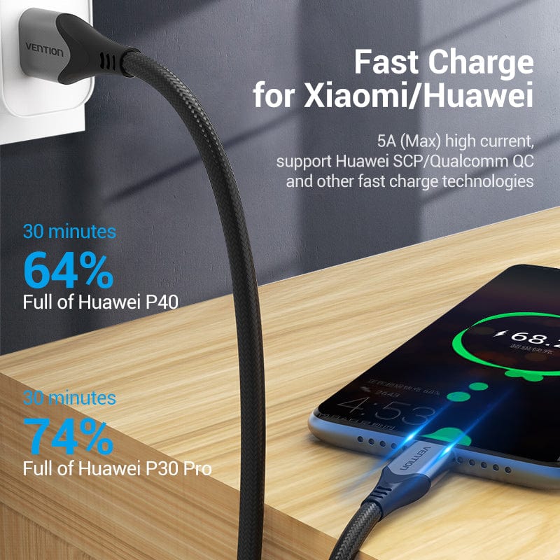 Cotton Braided USB-C to USB 2.0-A Fast Charging Cable 5A1M Gray Aluminum Alloy Type