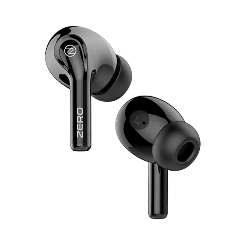 A pair of earphones is showcased on a computer screen, highlighting their design and features.